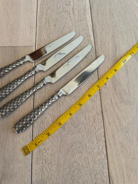 MacKenzie-Childs Silver Woven-Pattern Dinner Knives - Set of 4 - Picture 3 of 4